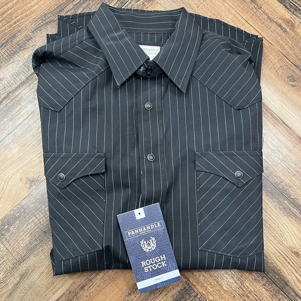 Panhandle Slim Black Pinstripe Western Button-Up Shirt